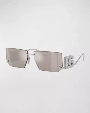 Dolce&Gabbana Crystal DG Metal Rectangle Sunglasses